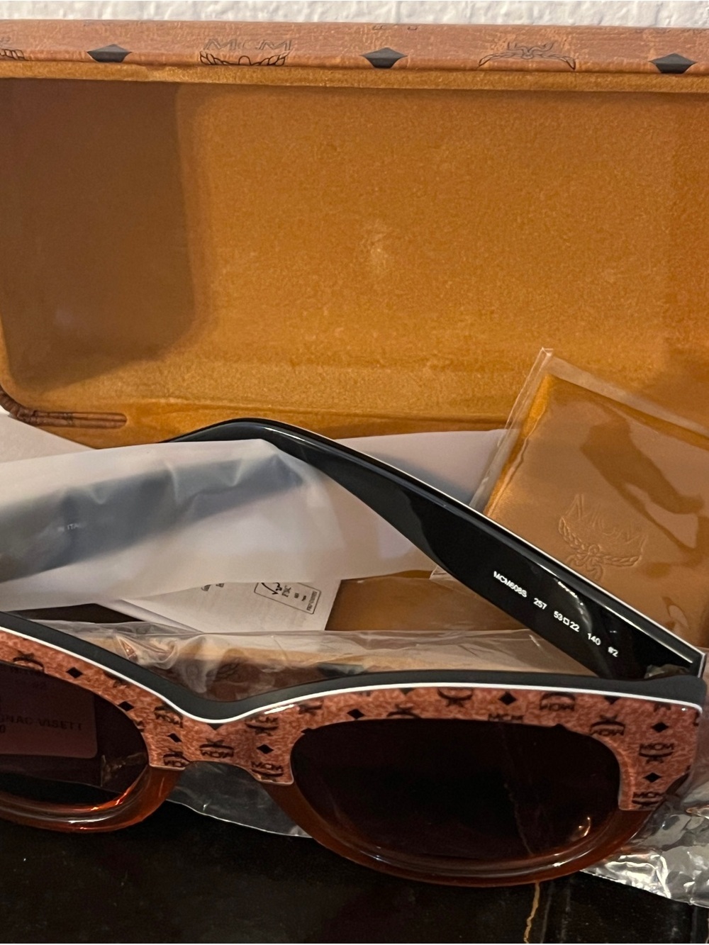 MCM Brown Patterned Brow Sunglasses with Black Arms